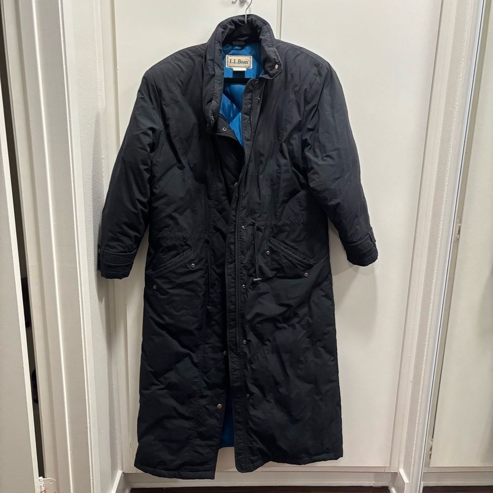 VTG L.L. Bean Women’s Medium Goose Down Full Length Black Parka Winter Coat
